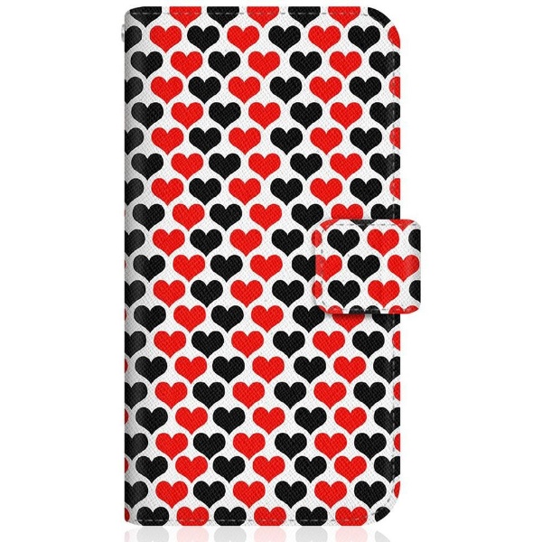 CaseMarket iPhone13ProMax スリム手帳型ケース 赤黒 ハート パターン スリム ダイアリー iPhone